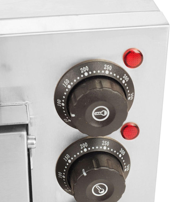 Pizzaofen elektrisch aus Edelstahl mit Pizzastein 1 Kammer 2000 Watt Steinbackofen mit