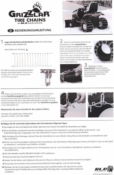 Grizzlar GTL-205 Schneeketten 4.10x6 3.50x6 4.00-4 11x4x4 12x3.25 12.25x3.50 12x4x6 4.10x3.50x8