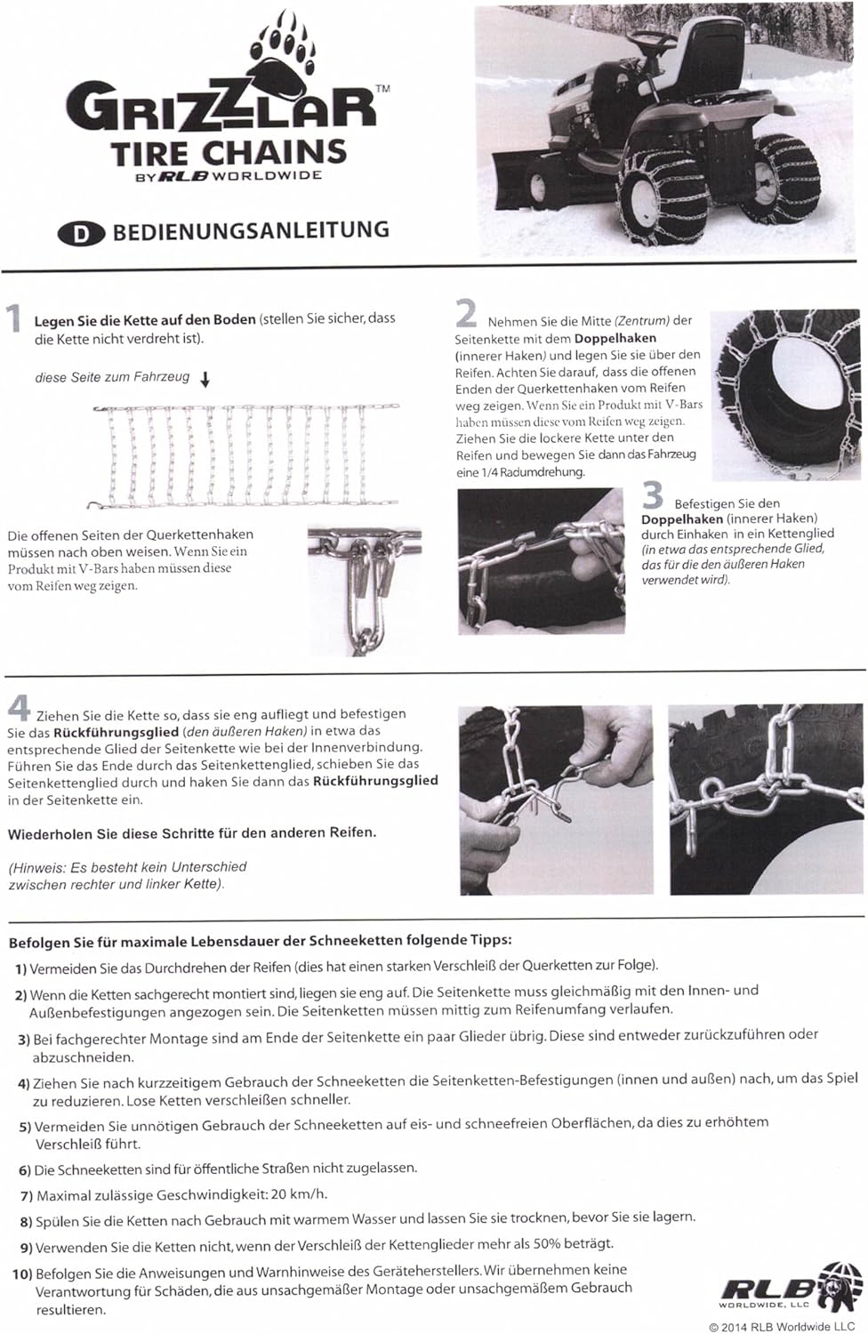 Grizzlar GTL-253 Schneeketten 20x10.00-8
