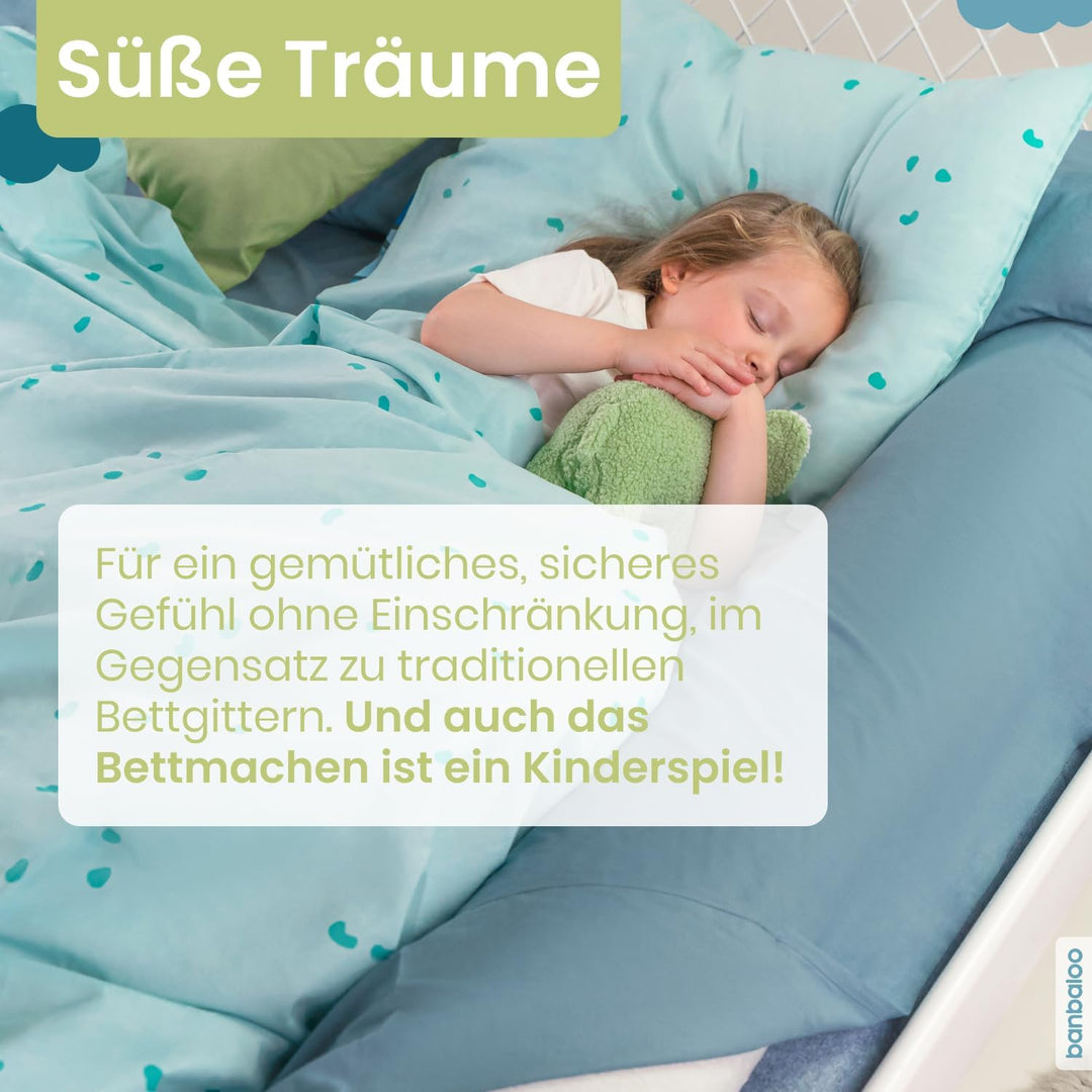 BANBALOO Bamboo- Sicherheitsbarriere für Kinderbetten Absturzsicherung für Kinder. Rutschfestes Scha
