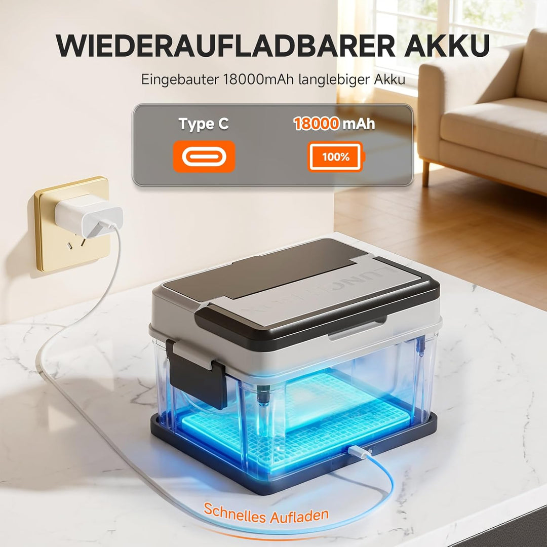 AMZCHEF Elektrische Lunchbox mit 18000 mAh Akku - Tragbare 1.5L Beheizbare Lunchbox mit 5-seitiger E