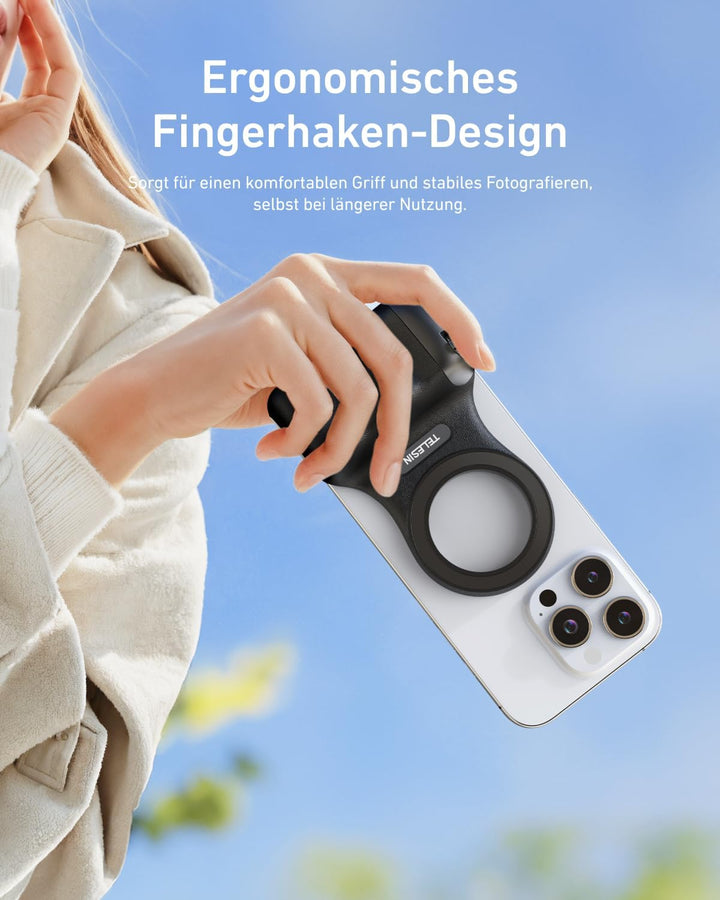 TELESIN Fun Shot Magnetischer Handy-Kameragriff (Schwarz) + C03 Magnetisches Selfie-Licht (Weiss) Se