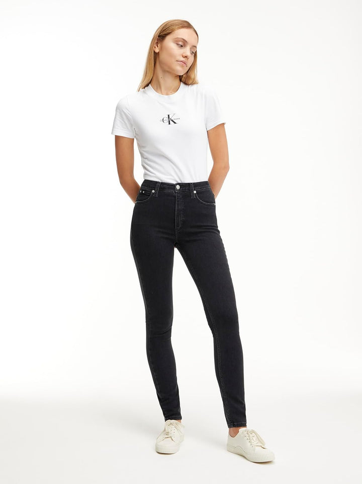 Calvin Klein Jeans Damen High Rise Skinny Hose 24W / 30L Denim Black, 24W / 30L Denim Black
