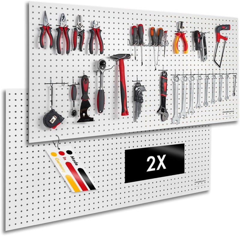 Pegboard 2 St. Werkzeugwand aus Holz (MDF) 120 x 60 x 0,5 cm - Lochung Ø7 mm Lochabstand 25,4 mm - w