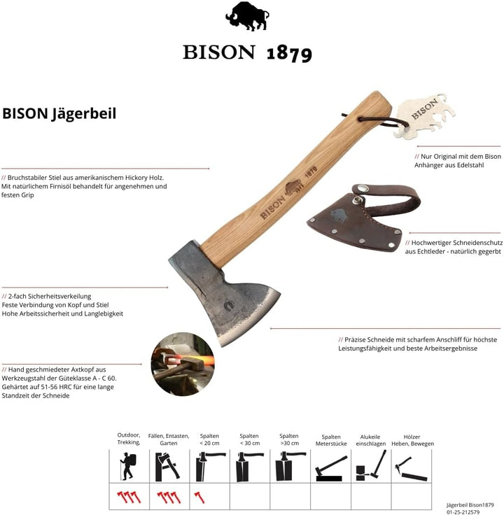 Bison Jägerbeil 1879 500g 500g-HY 330 mm, natur Single, Single