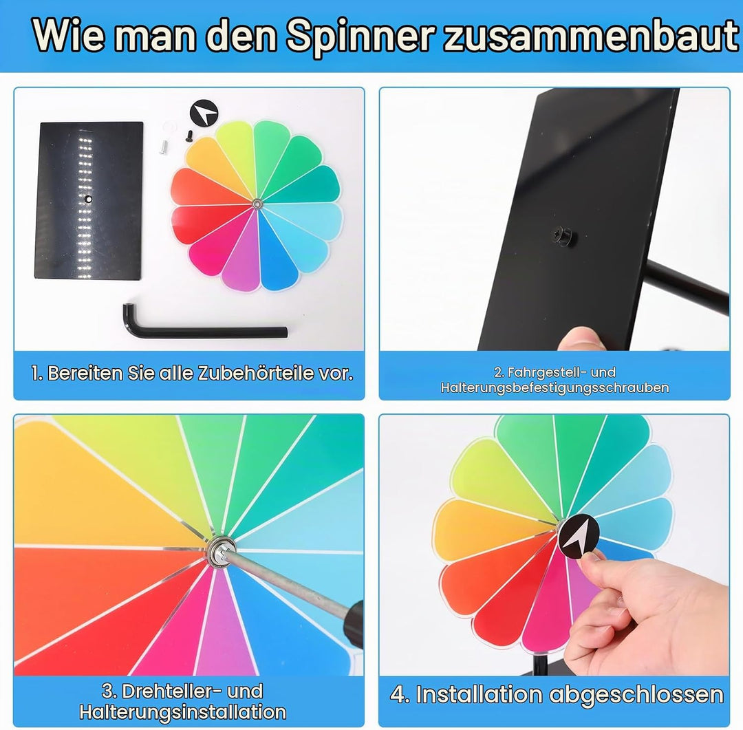 Glücksrad zum Drehen 20 cm 12 Farben Glücksrad Spielzeug mit Trocken Abwischbarem Marker Ständer Glü