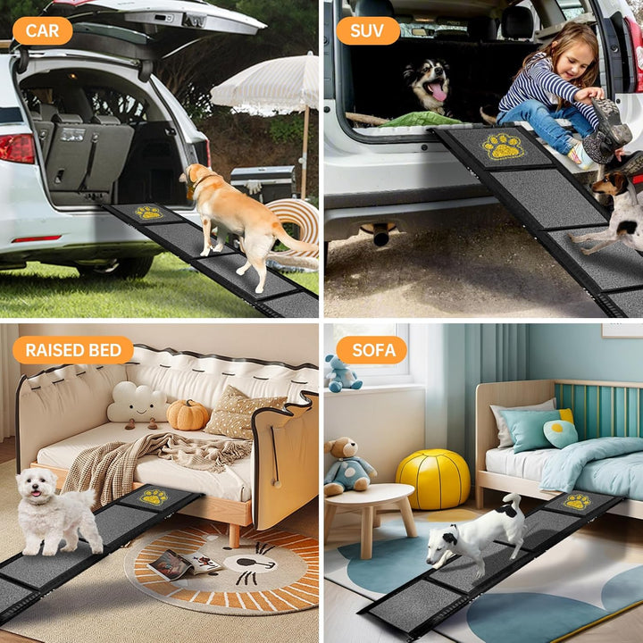 170cm Hunderampe Auto Klappbar Einstiegshilfe Auto für Grosse Hunde Auto mit Rutschfester Teppich Ca
