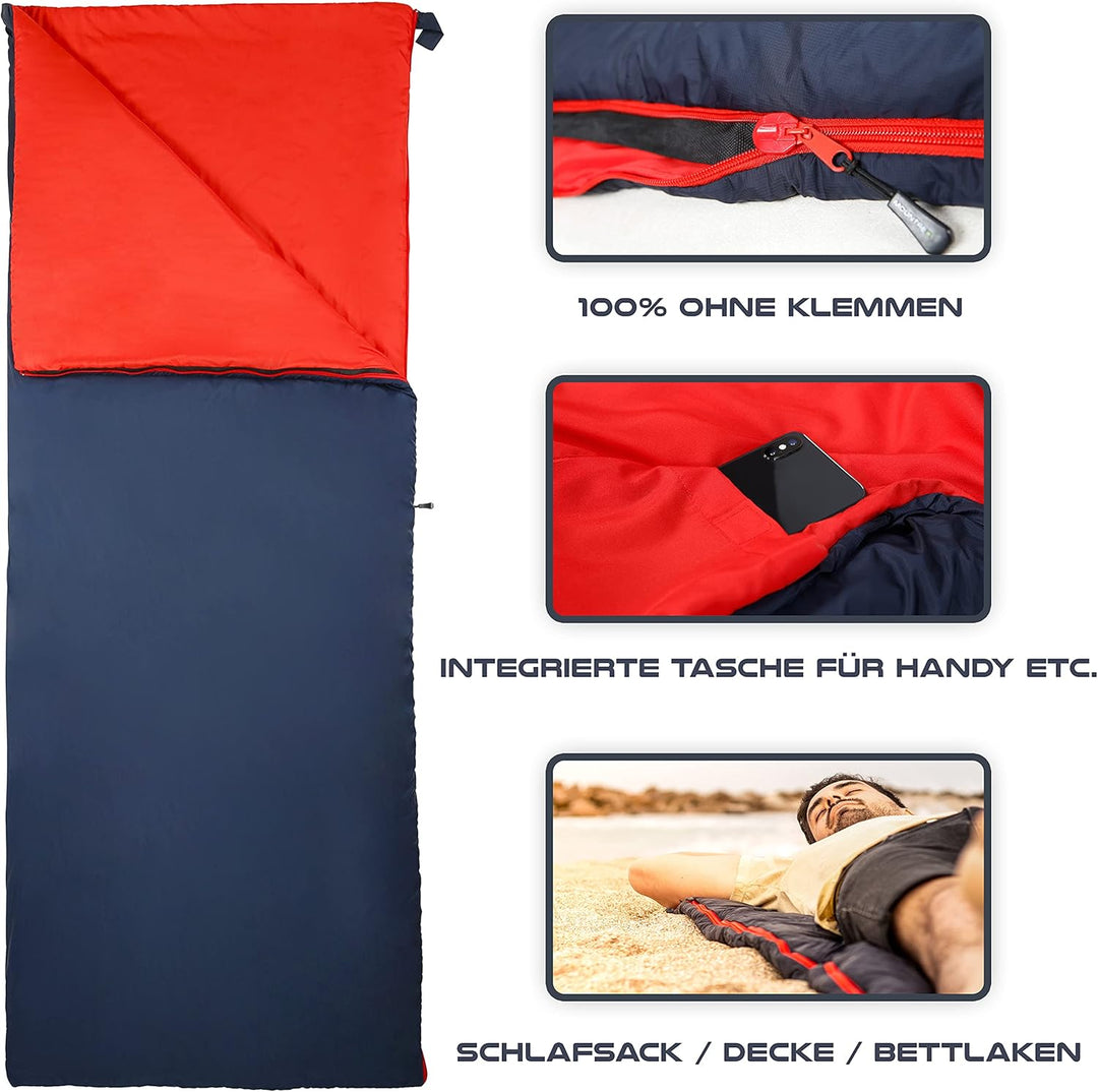 MOUNTREX® Schlafsack - Kleines Packmass & Ultraleicht (700g) Sommer Deckenschlafsack - Outdoor Somme