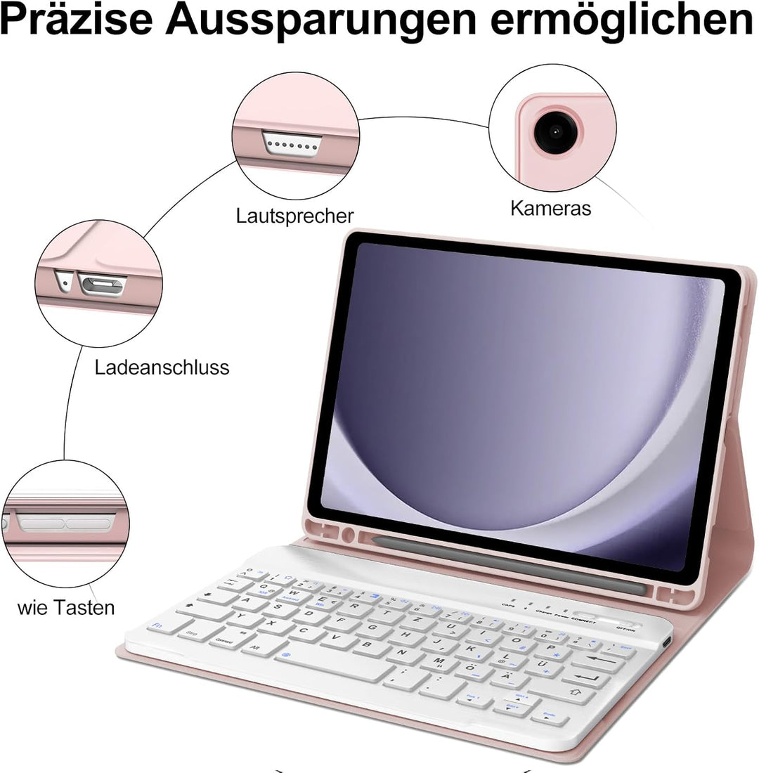 IVEOPPE Hülle mit Tastatur für Samsung Galaxy Tab A9 8.7", Tastatur für Samsung Tablet A9 2023, Magn