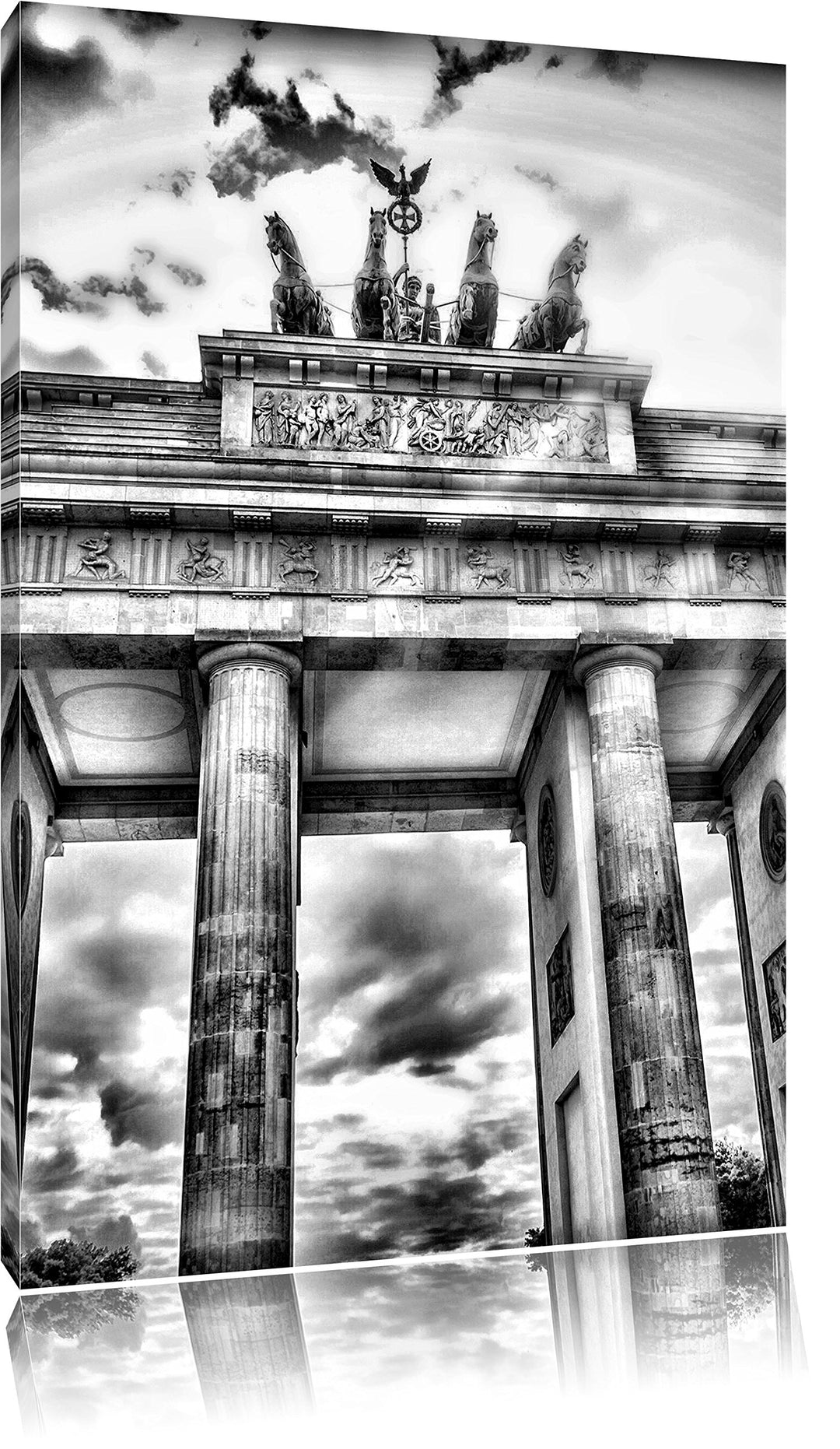 Pixxprint Brandenburger Tor Berlin / 100x70cm Leinwandbild bespannt auf Holzrahmen/Wandbild Kunstdru