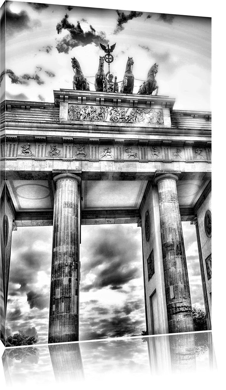 Pixxprint Brandenburger Tor Berlin / 100x70cm Leinwandbild bespannt auf Holzrahmen/Wandbild Kunstdru