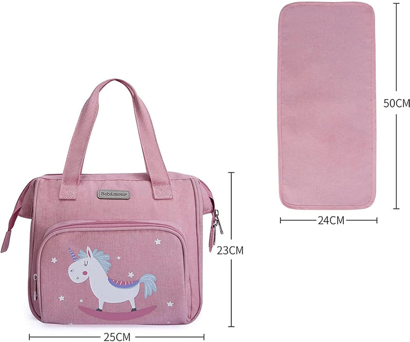 Bebamour Einhorn Puppe Wickeltasche mit Puppe Wickelmatte tragen Puppe Zubehör Mode Kinder Mädchen B