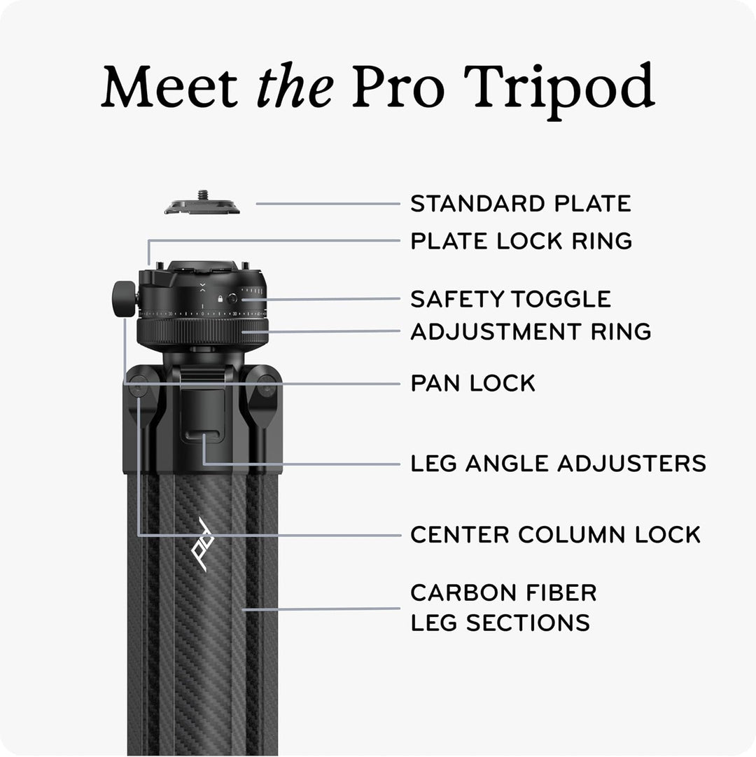 PEAK DESIGN Pro Tall Tripod Black - PT-T-BK-1