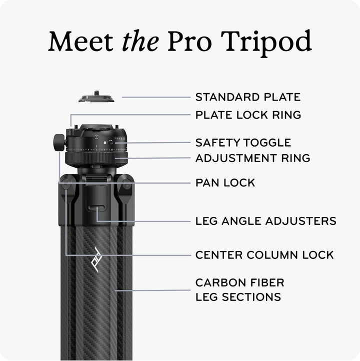 PEAK DESIGN Pro Tall Tripod Black - PT-T-BK-1