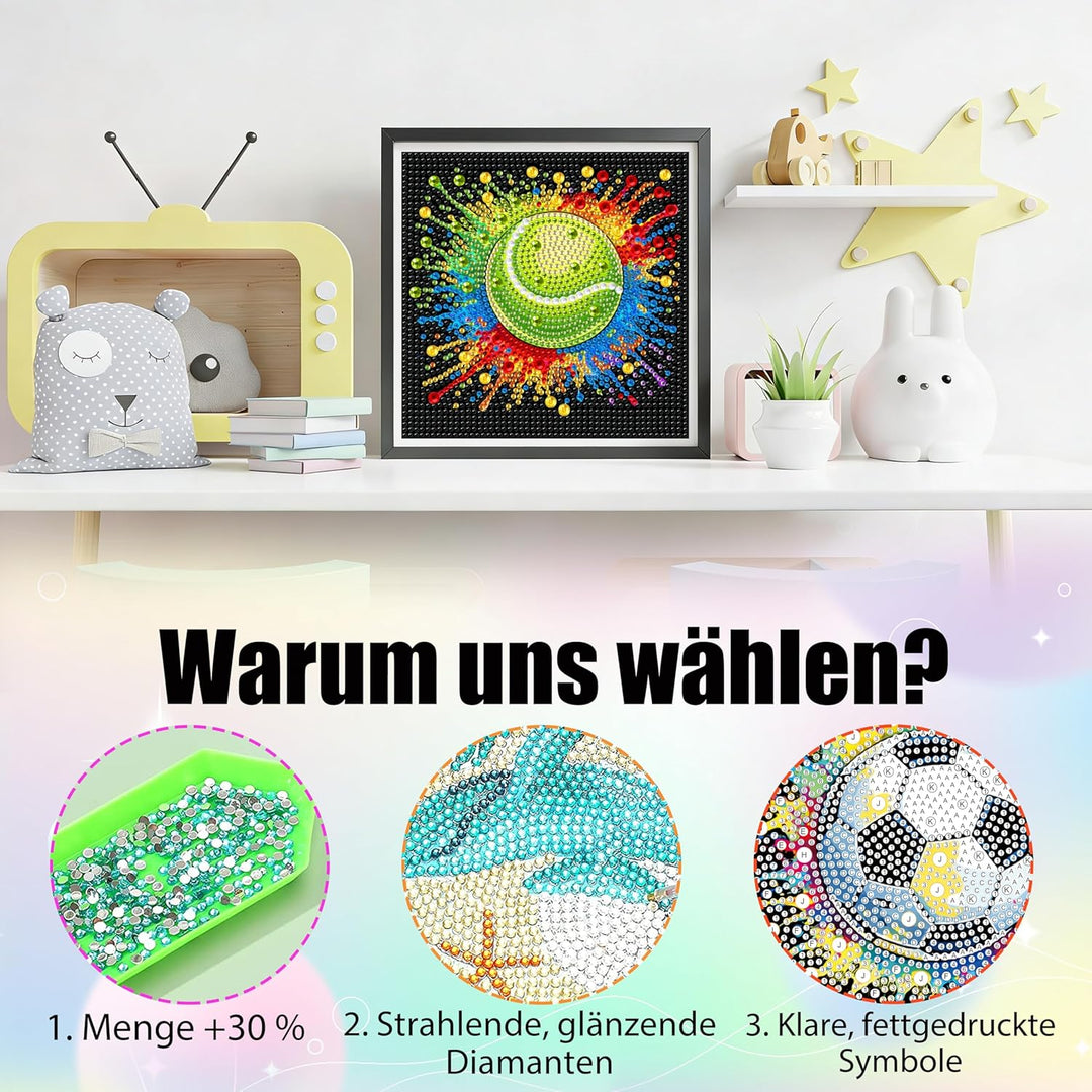 Yunruily 6er Set Diamond Painting Kinder - Fussball Diamant Painting Kinder,Diamond Painting Kind ab