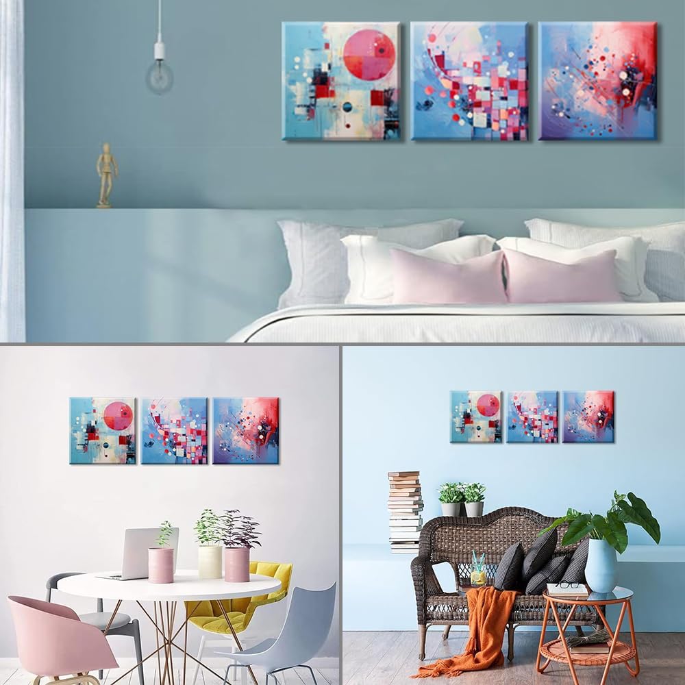 Piy Painting Abstraktes Gemälde Auf Leinwand, Abstraktes Leinwandbild, Rosa Blau Leinwand Wandbilder