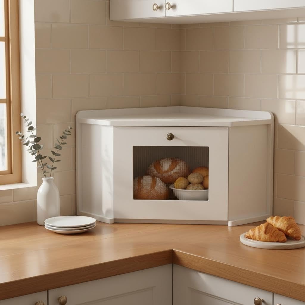 Grosser Brotkasten aus Naturholz, 41 x 27 x 13 cm – TraditionellerBrotkasten mit Rollverschluss – Br