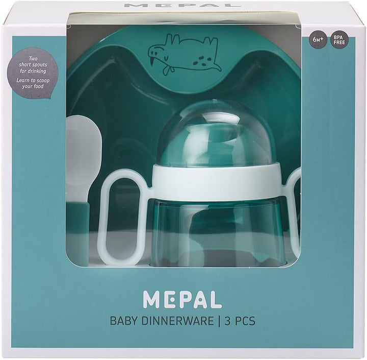 Mepal – Baby 3er Geschirrset Mio – Inklusive auslaufsicherem Trinkbecher, Lernteller & Lernlöffel –