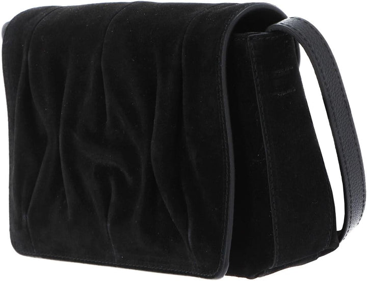 Coccinelle Leder Umhängetasche Abendtasche Marquise Goodie Suede Crossbody Bag Noir, Noir