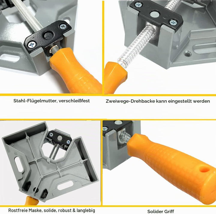2 Stück Winkelspanner 90 Grad, Aluminium-Legierung Eckspanner, Mit Swing Kiefer, Single Handle, Wink