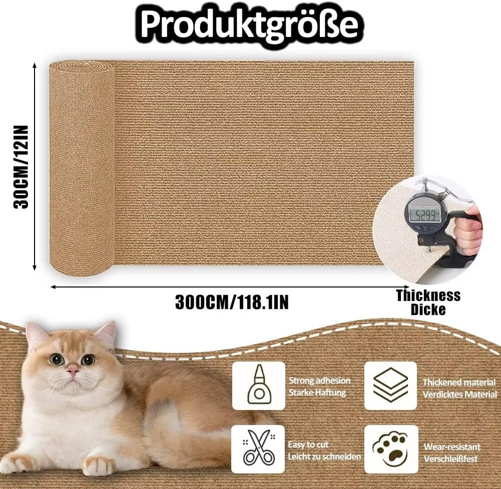 Kratzmatte Katze Selbstklebend - Kratzschutz Sofa Anti Kratz Folie Kratzwand für Katzen Frei DIY Ges