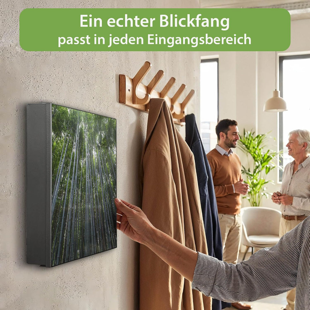 banjado Grosser Schlüsselkasten Metall - Schlüsselbox 30x30cm mit 32 Haken - Schlüsselkasten modern