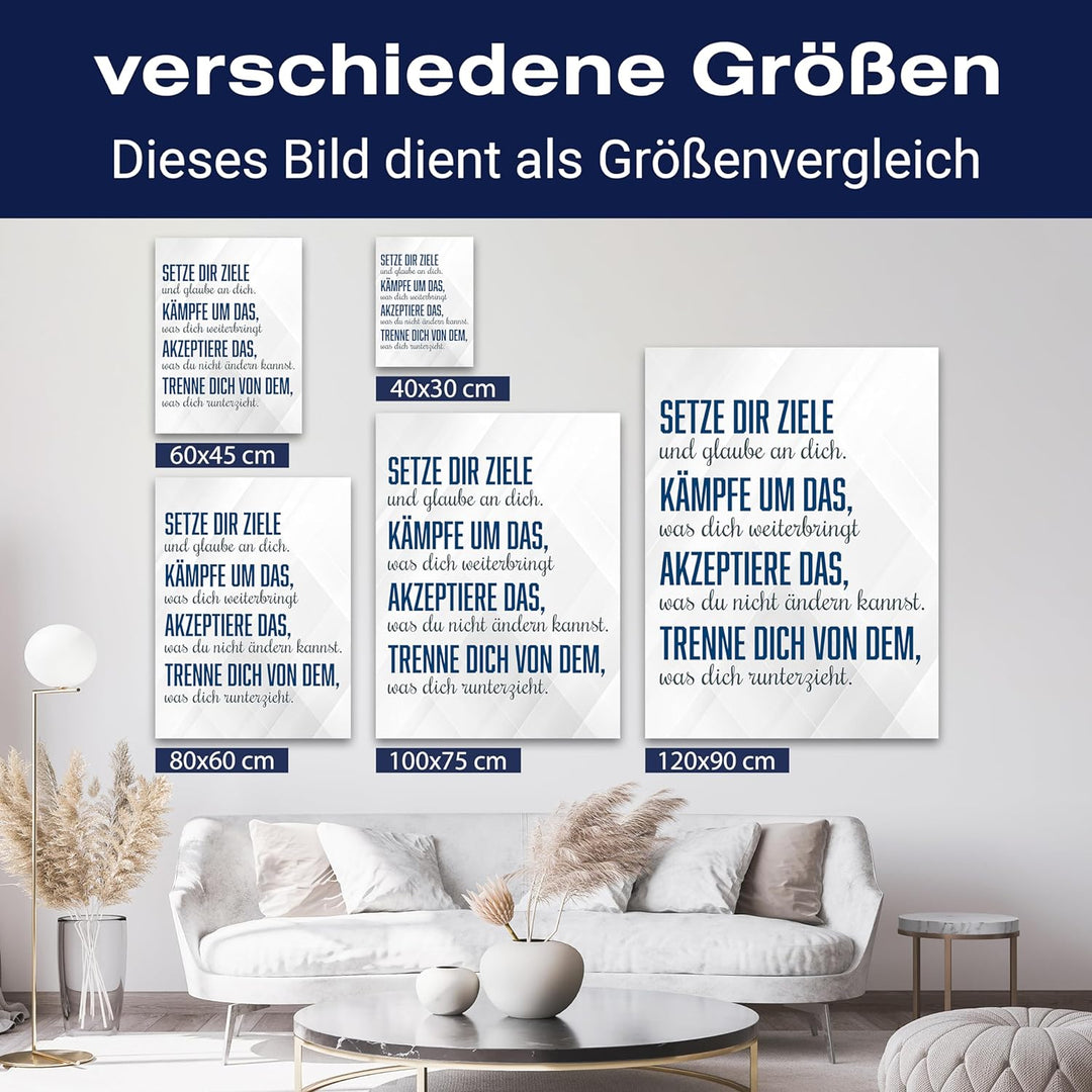 wandmotiv24 Motivations Motiv als Leinwandbild, 60x45cm, Hochformat, Motivation, setze dir Ziele, We