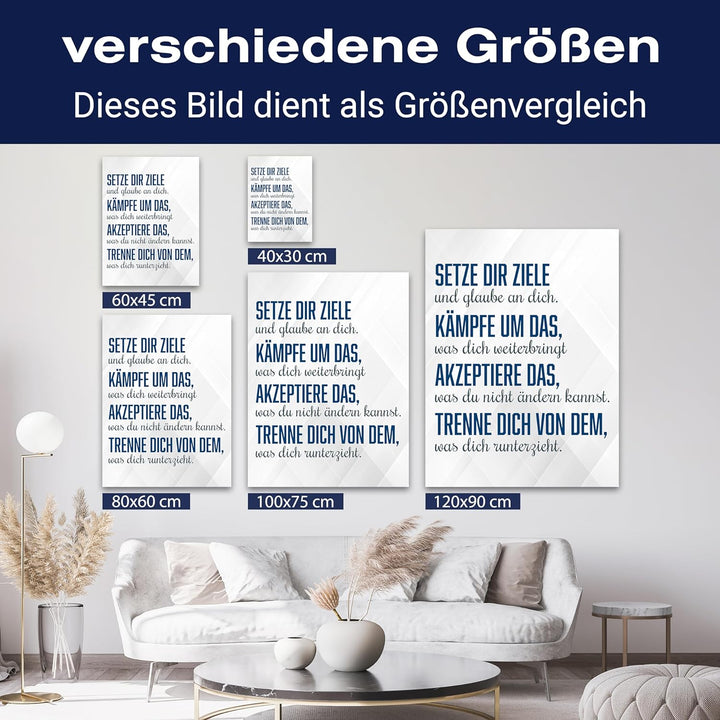 wandmotiv24 Motivations Motiv als Leinwandbild, 60x45cm, Hochformat, Motivation, setze dir Ziele, We