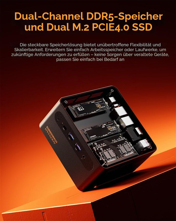 AOOSTAR G-FLIP Mini PC R7 PRO 8845HS(5.1GHz,AI Prozessor),Mini Desktop Computer Kein RAM Keine M.2 P
