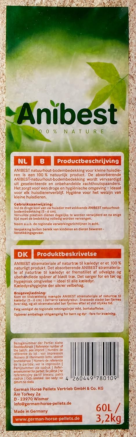 Anibest Kleintierstreu, 100% natürliche Einstreu für Kaninchen, Hamster, Meerschweinchen & Co, saugf