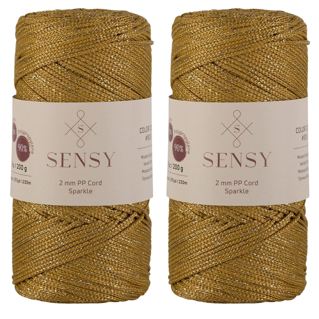 2 Garnstrange Sensy Premium 2 mm 230 Meter Glitzer Polyester-Seil, 90% Polypropylen, 10% Polyestersc