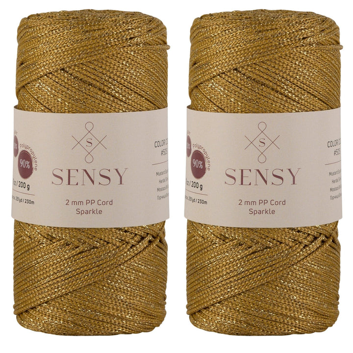 2 Garnstrange Sensy Premium 2 mm 230 Meter Glitzer Polyester-Seil, 90% Polypropylen, 10% Polyestersc