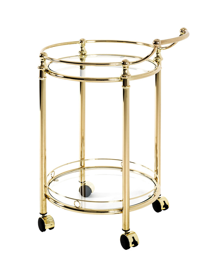 HAKU Möbel Servierwagen vermessingt, Metall, Sicherheitsglas - Masse: B 59 cm x H 79 cm x T 49 cm, S
