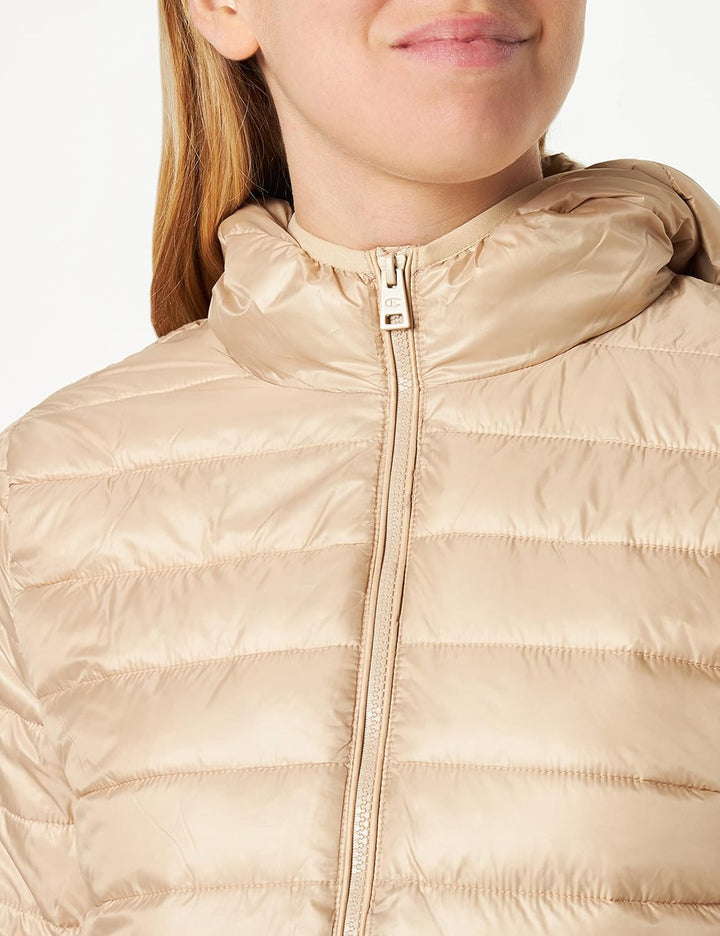 Champion Damen Legacy Outdoor Small Logo Hooded Wattierte Jacke L Braun Taupe, L Braun Taupe
