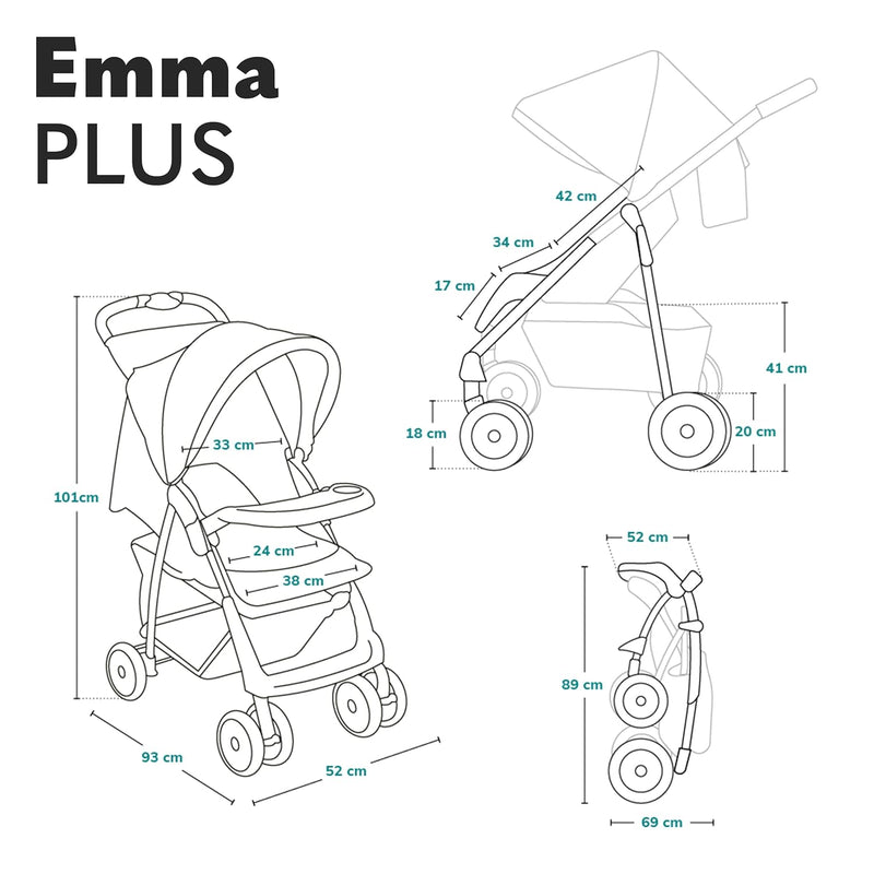 LIONELO Emma Plus Kinderwagen bis zu 15 kg, Kindersportwagen, leicht modern klein Buggy mit Liegepos