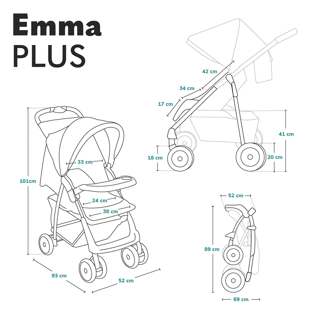LIONELO Emma Plus Kinderwagen bis zu 15 kg, Kindersportwagen, leicht modern klein Buggy mit Liegepos