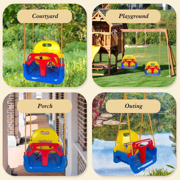 KINSPORY Kinderschaukel Babyschaukel 3 in 1 Babysitz verstellbar Mitwachsend Schaukelsitz Gartenscha