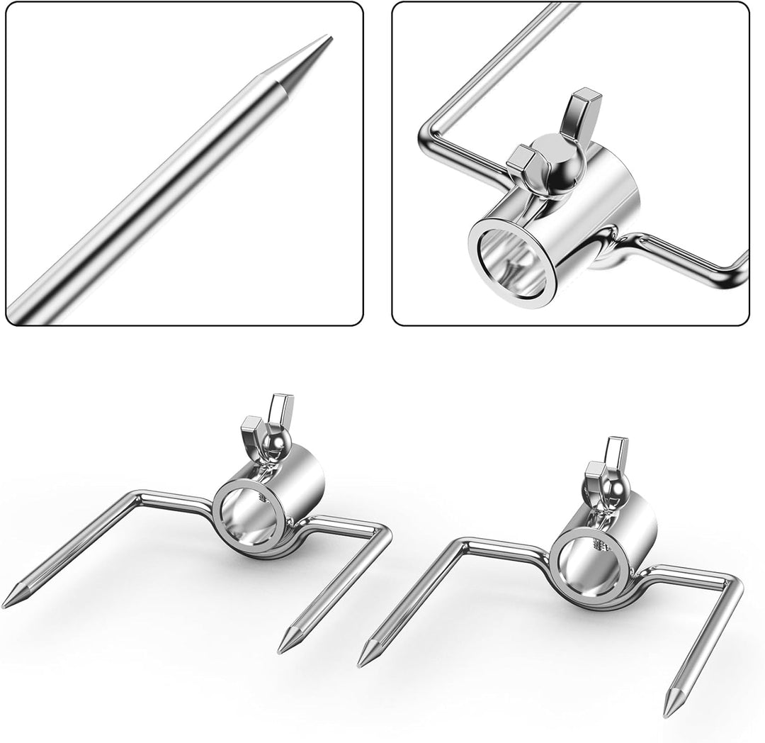 Onlyfire Fleischnadeln für Grillspiess, Enthält Fleischklammer Doppelt und 2 Fleischnadel, Grill Fle