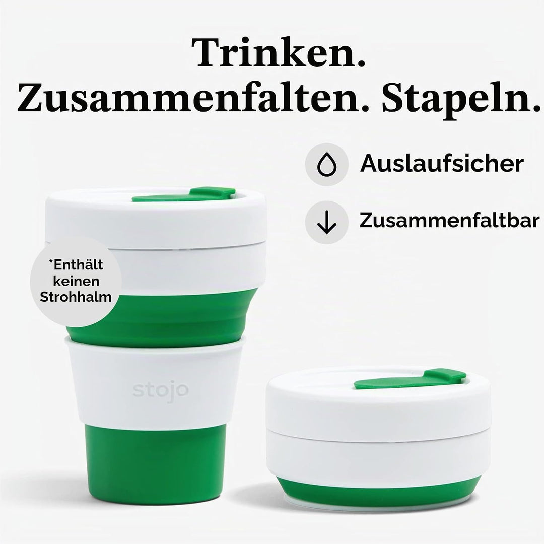 Stojo Collapsible Pocket Cup, Silikon, grün, 5 x 13 cm, Grün
