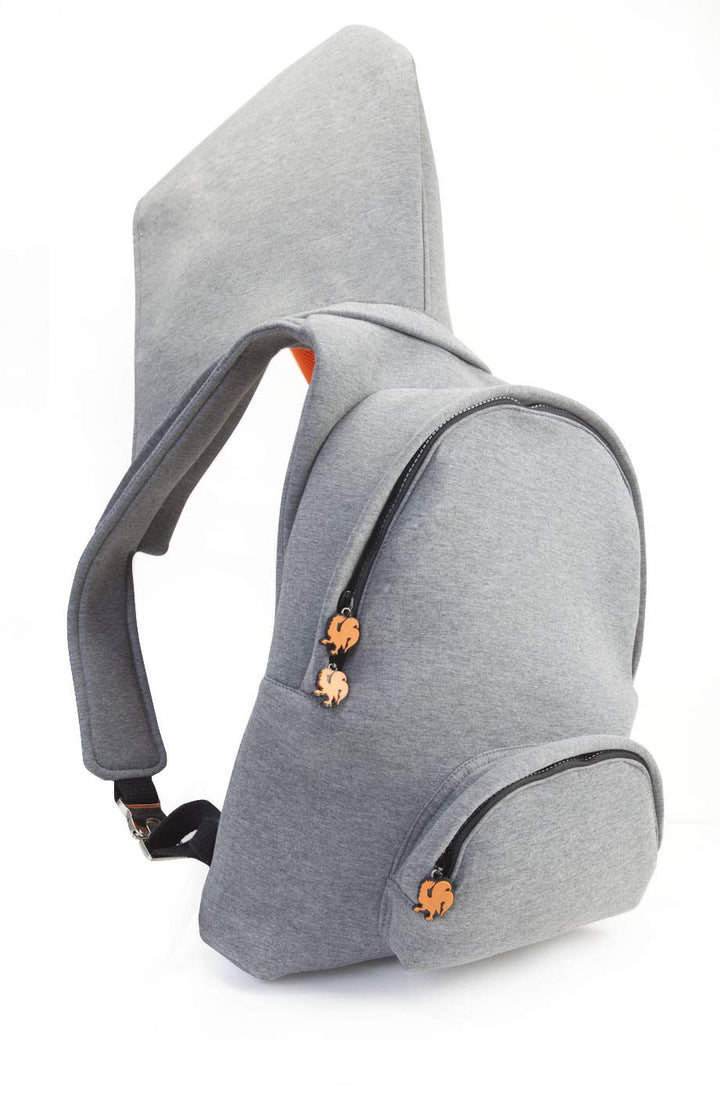 MorikukkoMorikukko Hooded Backpack Grey Neon OrangeUnisex-ErwachseneRucksackGrau (Grey Neon Orange)3