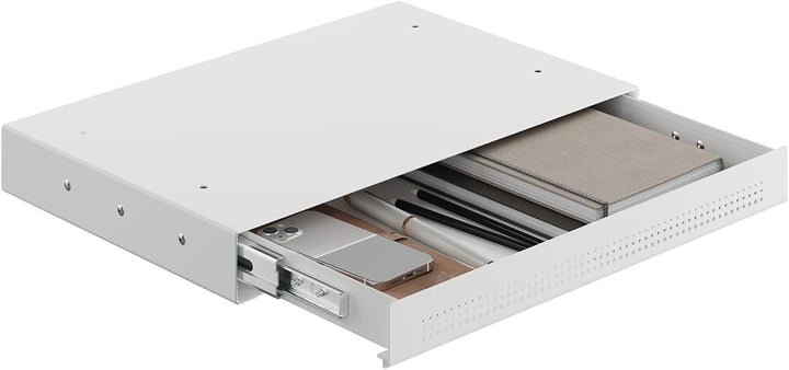 Ergolutions® Unterbau Schublade Slimline Weiss - Flache, Einfache Montage, Vollauszug, Für Büromater