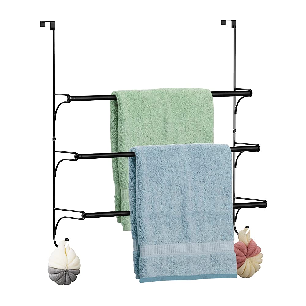 Handtuchhalter 3-Schicht Edelstahl Teleskop Tür Wand-Badetuch Aufhänge Ohne Bohren Handtuch Stange f