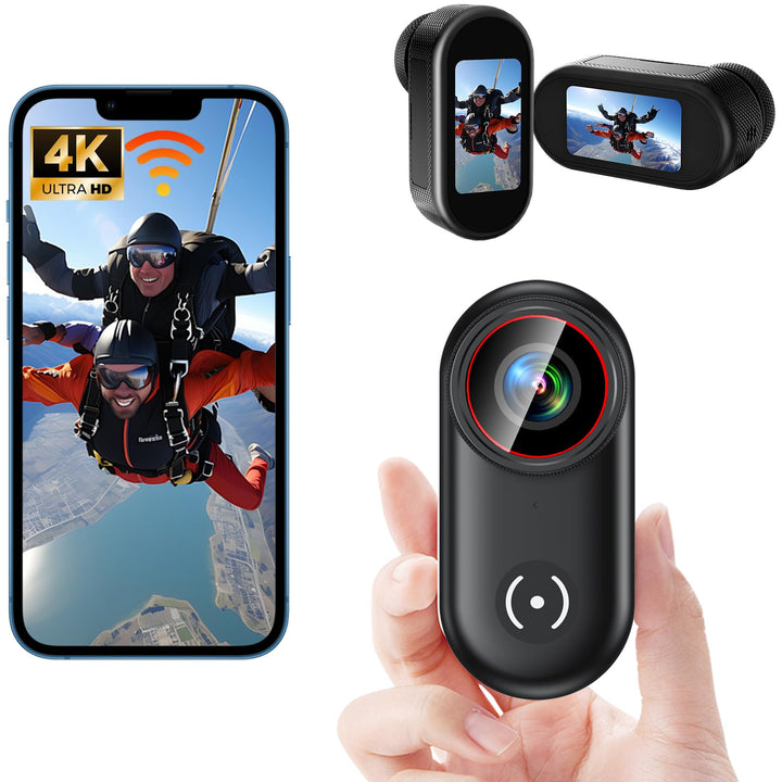 Mini Action Kamera 4K 44g Helmkamera Bodycam Motorrad Outdoor | 1,47 Zoll Display, Vertikalmodus, 14