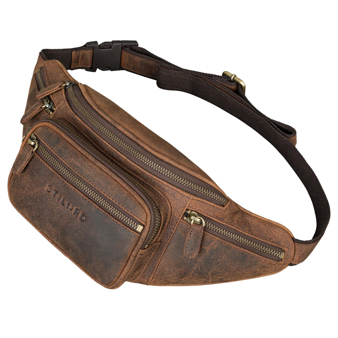 STILORD 'Caspar' Gürteltasche Leder Gross Vintage Bauchtasche für Herren Damen Kinder Hüfttasche Mod