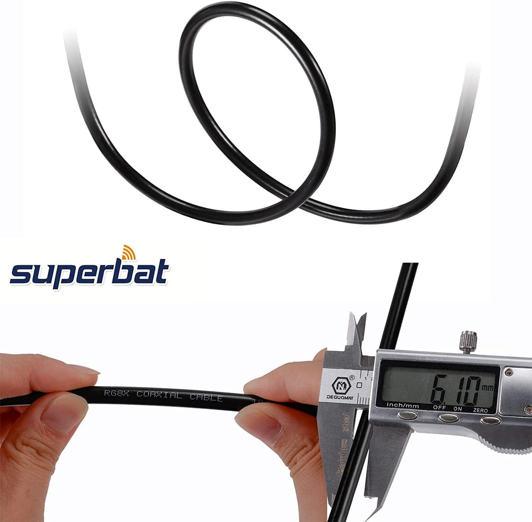 Superbat PL259 Kabel 600cm, RG8X Koaxialkabel mit geringem Verlust und PL-259 UHF Stecker für UHF Du