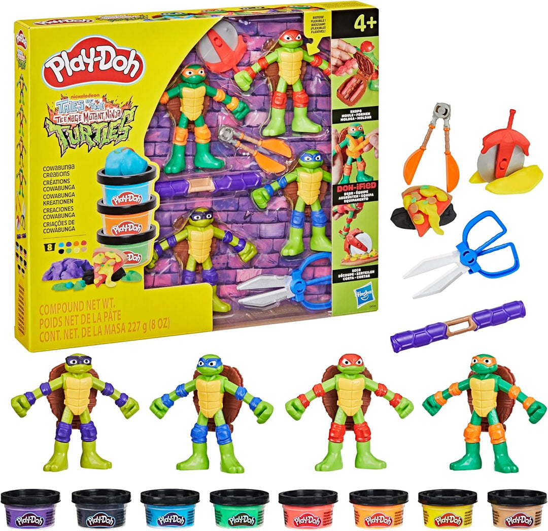 Play-Doh Teenage Mutant Ninja Turtles Cowabunga Kreationen Spielset mit 4 Ninja Figuren und 8 Dosen