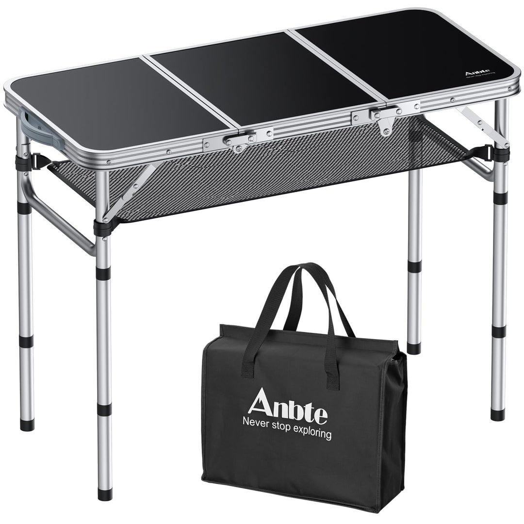 Anbte Klapptisch Faltbar 88x40cm (LxB) mit 3 Verstellbare Höhe, Tragbar Alu Outdoor/Indoor Koffertis