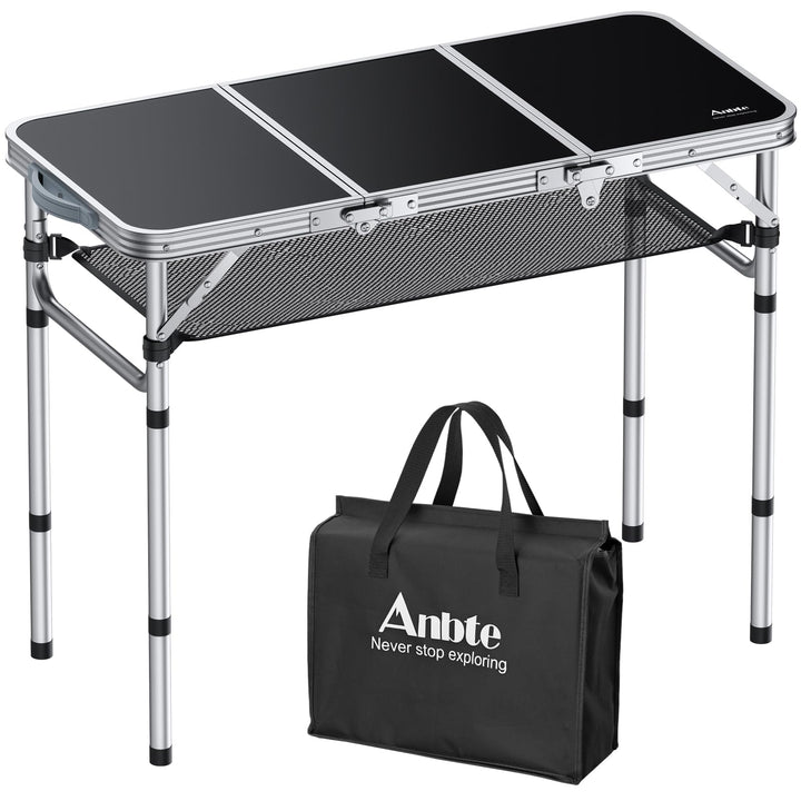 Anbte Klapptisch Faltbar 88x40cm (LxB) mit 3 Verstellbare Höhe, Tragbar Alu Outdoor/Indoor Koffertis