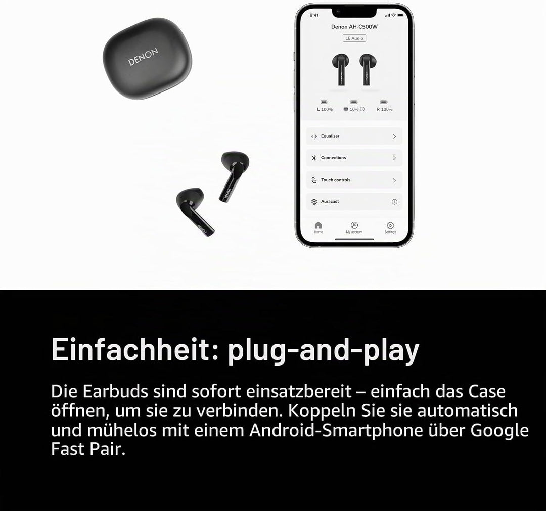 Denon AH-C500W True Wireless In-Ear-Kopfhörer, wasserresistente Bluetooth-Kopfhörer mit eingebautem