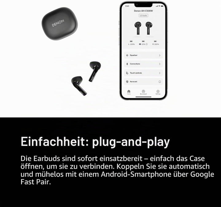 Denon AH-C500W True Wireless In-Ear-Kopfhörer, wasserresistente Bluetooth-Kopfhörer mit eingebautem